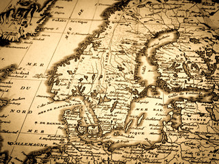 Fototapeta premium アンティークの世界地図 北ヨーロッパ