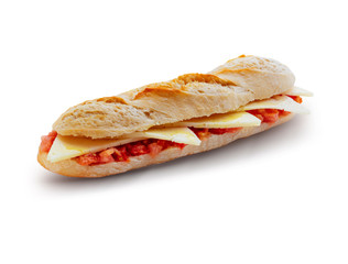bocadillo de queso y pimientos. Cheese and pepper sandwich.