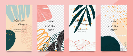 Design backgrounds for social media post and stories. Photo frame template for shop , fashion, blog, web ads. Trendy Memphis design cover. Abstract shape with minimal design. Vector  illustration.