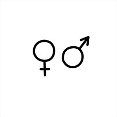 Female and male genger symbols hand drawn outline doodle icon. Sex and gender diversity concept vector simple sketch illustration for print, web, mobile and infographics isolated on white background