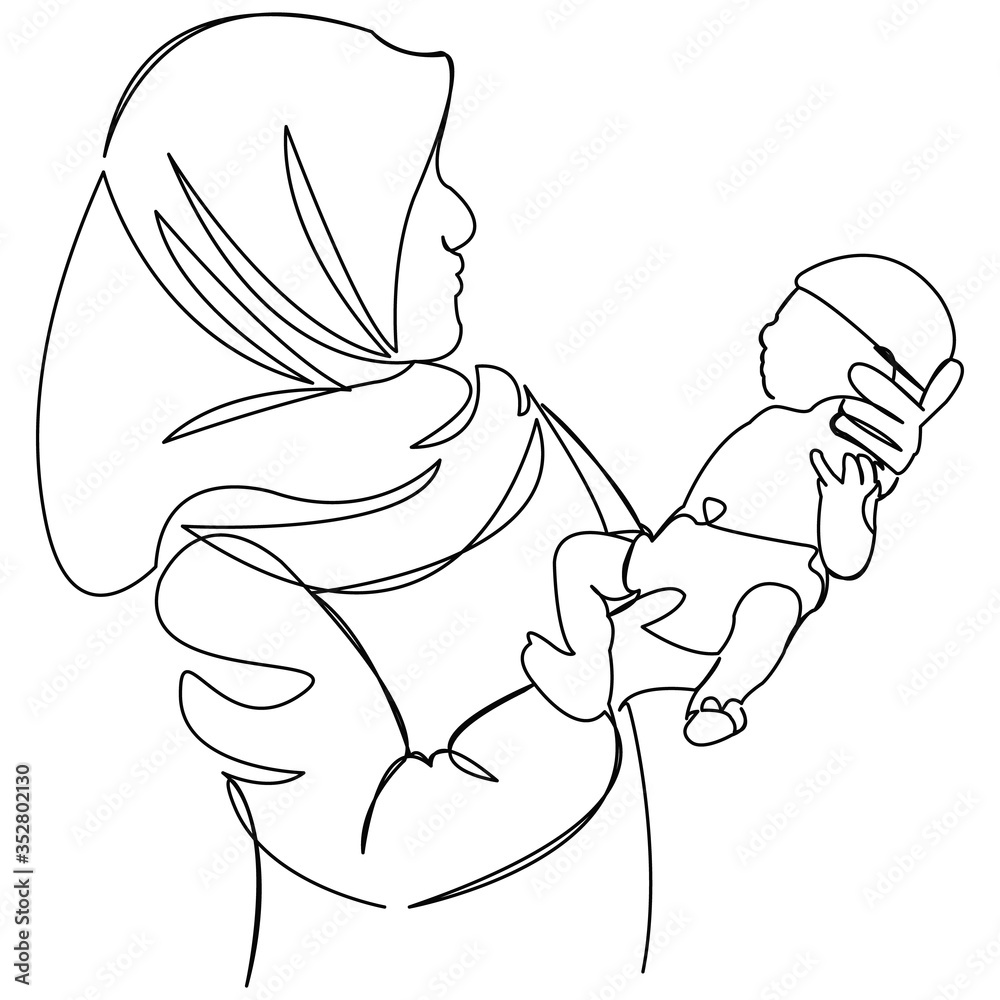 Wall mural muslim woman doctor with newborn