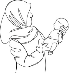 muslim woman doctor with newborn