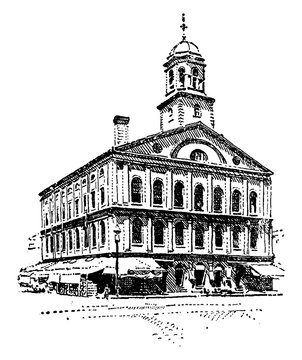 Faneuil Hall, vintage illustration.