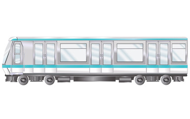 subway engine carriage, isolated object on white background, vector illustration,