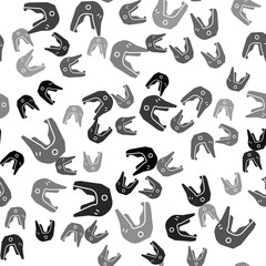 Black Motocross motorcycle helmet icon isolated seamless pattern on white background. Vector Illustration