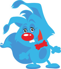 cute blue squirrel character, isolated object on white background, vector illustration,