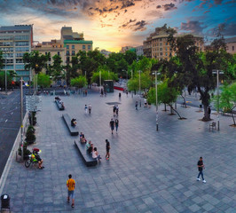 Obraz premium Aerial view of Plaza Universitat in Barcelona. Catalonia,Spain