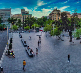 Aerial view of Plaza Universitat in Barcelona. Catalonia,Spain