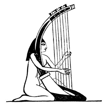 recommend clip art: Egyptian harp, vintage illustration