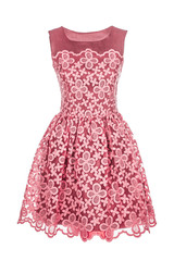 Pink retro summer dress isolated on white background - 352806782