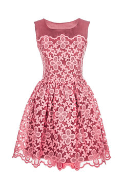 Pink retro summer dress isolated on white background