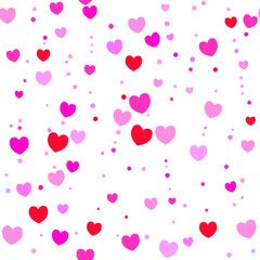 Beautiful Confetti Hearts Falling on Background. Invitation Template Background Design, Greeting Card, Poster. Valentine Day. Vector illustration