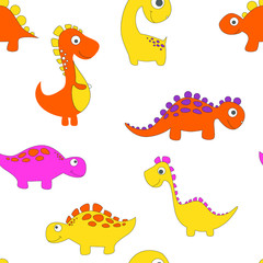 Childish dinosaur seamless pattern for fashion clothes, fabric, t shirts. hand drawn vector