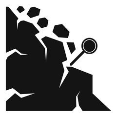 Mountain landslide icon. Simple illustration of mountain landslide vector icon for web design isolated on white background