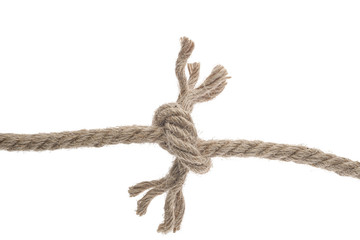 Two ropes connected by a knot. Full depth of field.