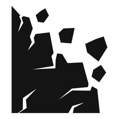Warning landslide icon. Simple illustration of warning landslide vector icon for web design isolated on white background