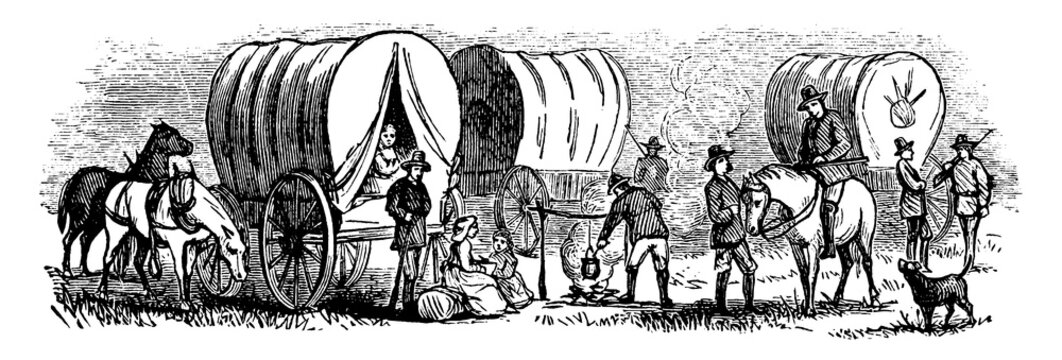 Emigrants, vintage illustration