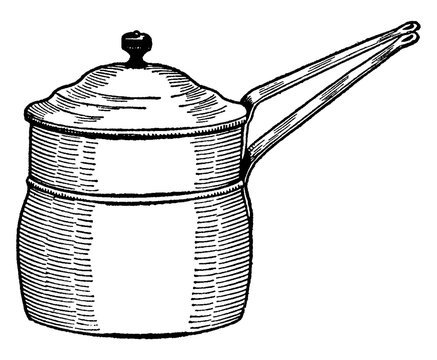 recommend clip art: Double Boiler, vintage illustration.