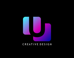 Creative Negative Space U Letter Logo, geometric shape design concept with initial U icon for technology, business, finance and more brand identity.