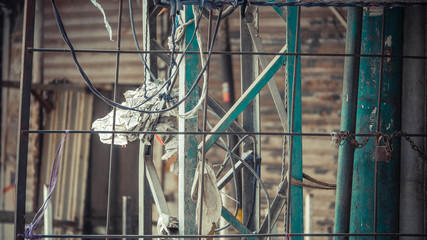 Rows of rods connected to metal pole