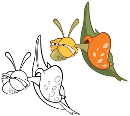 Rolgordijnen Vectorillustratie van een schattig stripfiguur slak voor u ontwerp en computerspel. Kleurboek overzichtsset © liusa
