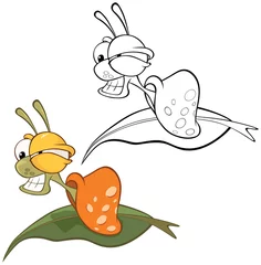 Zelfklevend Fotobehang Vector Illustration of a Cute Cartoon Character Snail for you Design and Computer Game. Coloring Book Outline Set © liusa