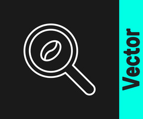 White line Selection coffee beans icon isolated on black background. Vector Illustration