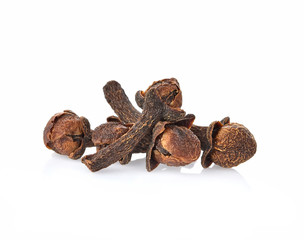 Close up of dry cloves on white background
