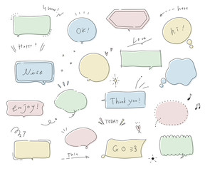 シンプルでおしゃれな手書きの吹き出し／イラスト／ふきだし