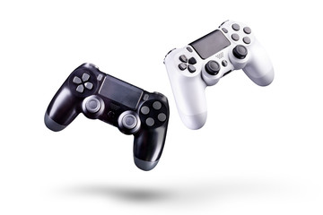 Set of video game joysticks gamepad isolated on a white background