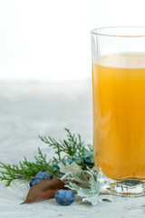 Homemade Fermented Raw Kombucha Tea Ready to Drink. kombucha probiotic drink with different flavorings. Copy space. Healthy natural biotic flavored drink.