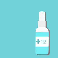 Hand sanitizer spray bottle. Disease prevention method. Avoid germs infection by using alcohol gel. Disinfectant product. Stop spreading contagious. Advertisement. Packaging design. Public info.