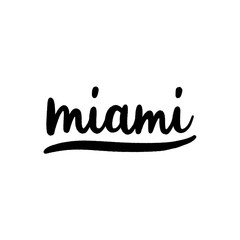Miami hand lettering on white background
