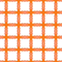 Fototapeta premium Hand painted tiled watercolor border. Orange 