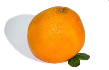 whole fruit grapefruit with mint leaves isolated on a white background