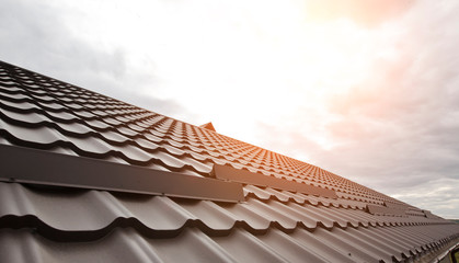 The view of the rooftop made from metal tile