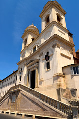 View of the Trinita dei Monti without tourists due to the phase 2 of lockdown