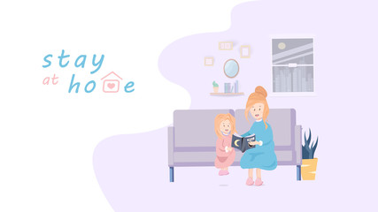 People vector, Stay at home, family time quarantine, human activity, cartoon character flat design background vector illustration