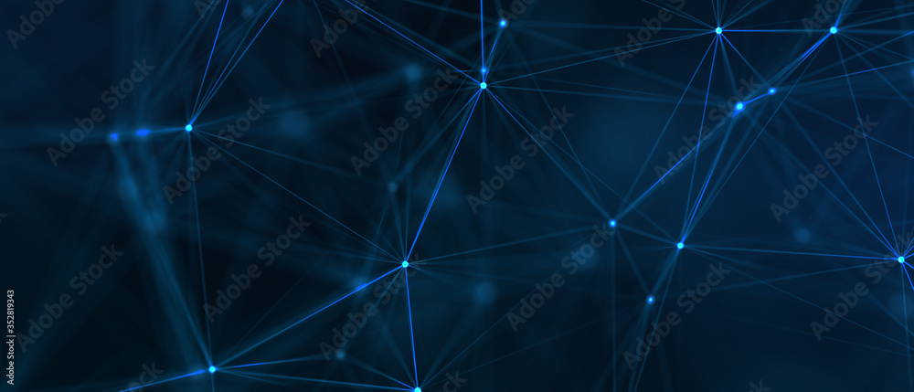 Poster abstract futuristic - technology with polygonal shapes on dark blue background. design digital techn