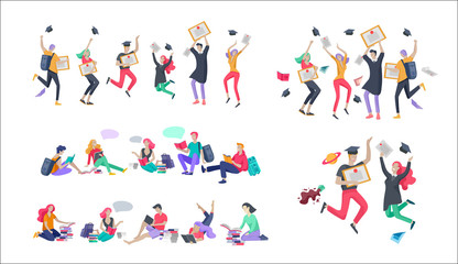 Set of web page design templates for online education, training and courses, learning, video tutorials. Modern vector illustration concepts for website and mobile website development.