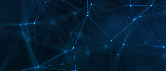 Abstract futuristic - technology with polygonal shapes on dark blue background. Design digital...