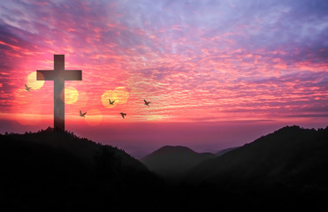 The Cross symbol of christian and Jesus Christ, Christian Religion concept background