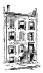 The House in Which Lincoln Died, vintage illustration. © Morphart