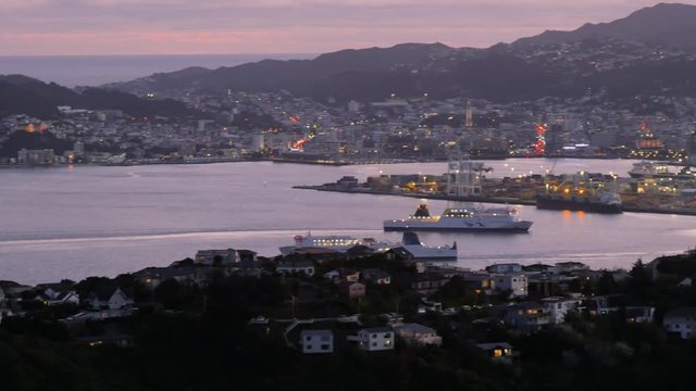 New Zealand Ferry Leaving Wellington and one Entering