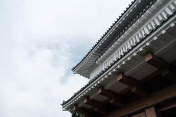 Fototapeta na wymiar 鹿児島城の入口と大空「レトロ風」