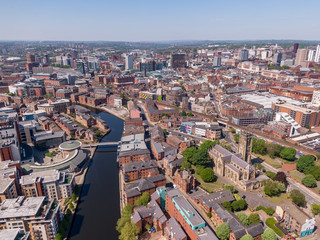 Leeds Minster and River Aire From Above