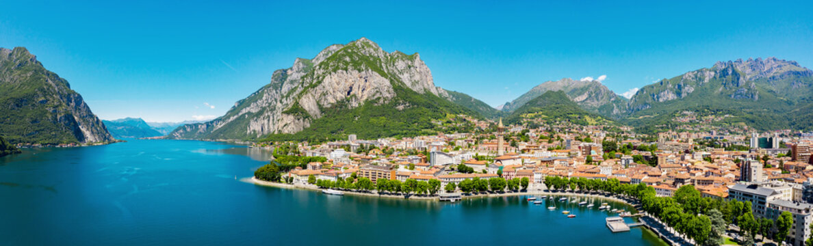 Aerial view of the city of Lecco, Italy