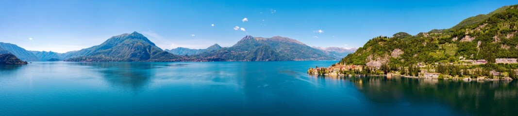 Aerial view of the village of Varenna on Lake Como, Italy