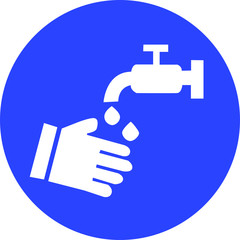 Clean hands blue vector sign