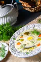 Dill soup with egg and fresh dill